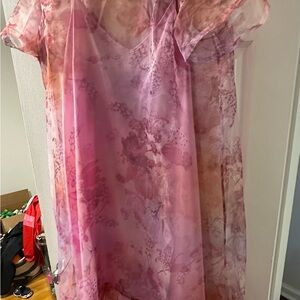 Anthropologie Pink Floral Midi Dress NWT